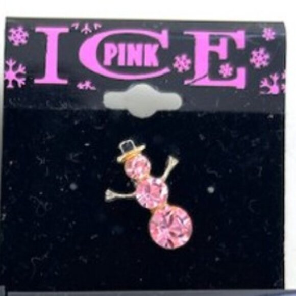 Pink Ice Crystal Snowman Pin - Picture 2 of 2